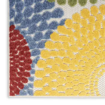 6' Blue Yellow Blue Red And Green Medallion Indoor Outdoor Area Rug