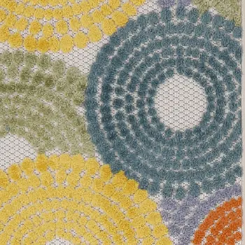 6' Blue Yellow Blue Red And Green Medallion Indoor Outdoor Area Rug
