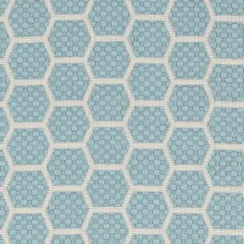 6' Aqua And Ivory Geometric Indoor Outdoor Area Rug