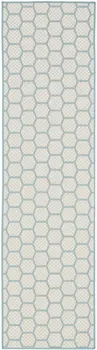 6' Aqua And Ivory Geometric Indoor Outdoor Area Rug
