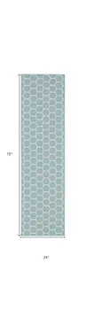 6' Aqua And Ivory Geometric Indoor Outdoor Area Rug