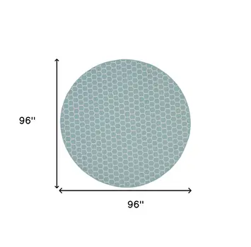 8' Aqua And Ivory Geometric Indoor Outdoor Area Rug