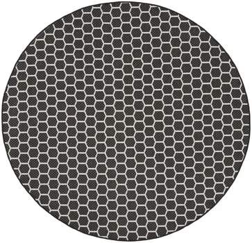 8' Black And Ivory Geometric Indoor Outdoor Area Rug