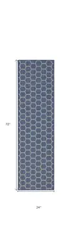 6' Blue And Ivory Geometric Indoor Outdoor Area Rug