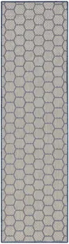 6' Blue And Ivory Geometric Indoor Outdoor Area Rug