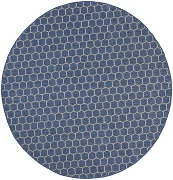 8' Blue And Ivory Geometric Indoor Outdoor Area Rug