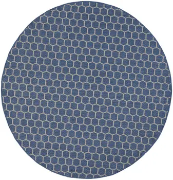 8' Blue And Ivory Geometric Indoor Outdoor Area Rug