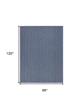 8' X 10' Blue And Beige Geometric Indoor Outdoor Area Rug