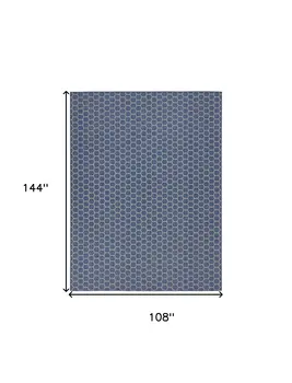 9' X 12' Blue And Beige Geometric Indoor Outdoor Area Rug
