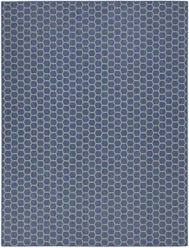 9' X 12' Blue And Beige Geometric Indoor Outdoor Area Rug