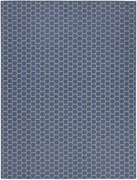 9' X 12' Blue And Beige Geometric Indoor Outdoor Area Rug