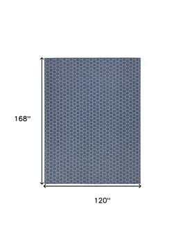 10' X 14' Blue And Beige Geometric Indoor Outdoor Area Rug