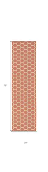 6' Coral And Ivory Geometric Indoor Outdoor Area Rug