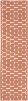 6' Coral And Ivory Geometric Indoor Outdoor Area Rug