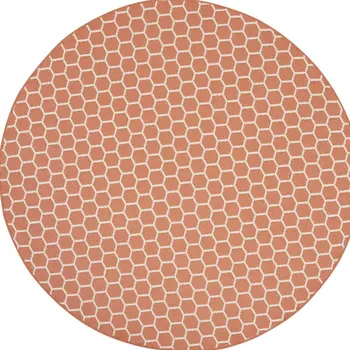 8' Coral And Ivory Geometric Indoor Outdoor Area Rug