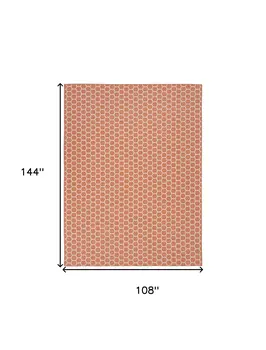 9' X 12' Coral And Ivory Geometric Indoor Outdoor Area Rug