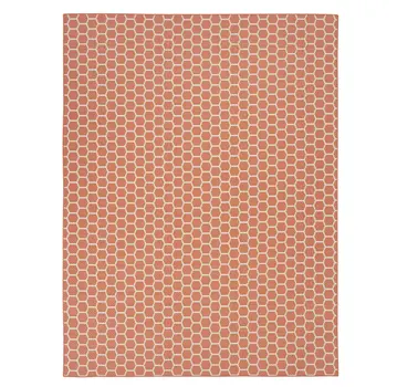 9' X 12' Coral And Ivory Geometric Indoor Outdoor Area Rug