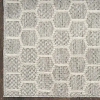 6' Gray And Ivory Geometric Indoor Outdoor Area Rug