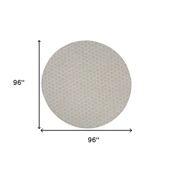 8' Gray And Ivory Geometric Indoor Outdoor Area Rug