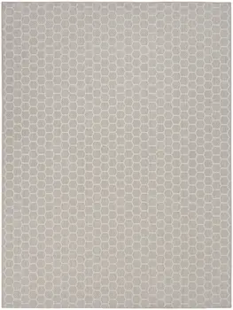 8' X 10' Gray And Ivory Geometric Indoor Outdoor Area Rug
