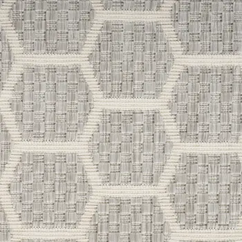 9' X 12' Gray And Ivory Geometric Indoor Outdoor Area Rug