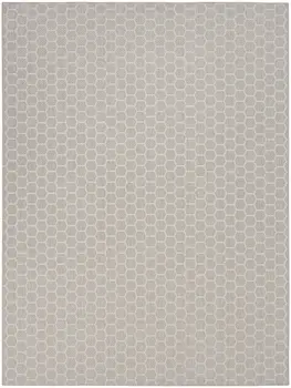 10' X 14' Gray And Ivory Geometric Indoor Outdoor Area Rug