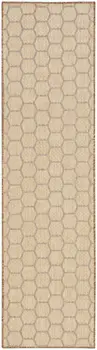 6' Natural And Beige Geometric Indoor Outdoor Area Rug