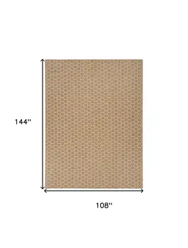 9' X 12' Natural And Beige Geometric Indoor Outdoor Area Rug
