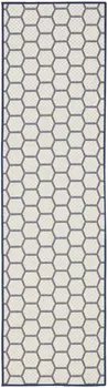 6' Navy Blue And Ivory Geometric Indoor Outdoor Area Rug