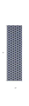 6' Navy Blue And Ivory Geometric Indoor Outdoor Area Rug