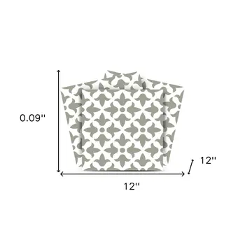 12" X 12" Sage Gray Fleur Removable Peel and Stick Tiles