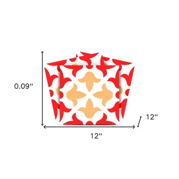 12" X 12" Red and White Roja Hola Removable Peel and Stick Tiles