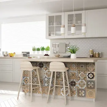 12" X 12" Shades of Taupe Mosaic Peel and Stick Removable Tiles