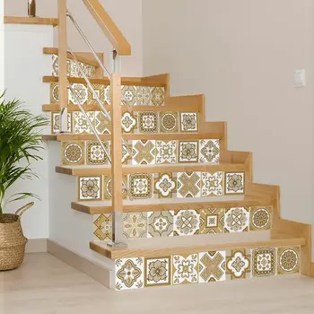 12" X 12" Vintage Brown and White Peel and Stick Removable Tiles