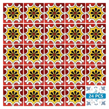 12" X 12" Blue Gray Yellow Pop Peel and Stick Removable Tiles