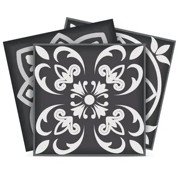 12" X 12" Shades of Black Mosaic Peel and Stick Removable Tiles