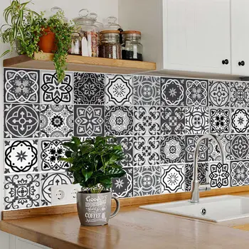 12" X 12" Shades of Black Mosaic Peel and Stick Removable Tiles