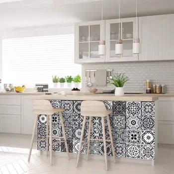 12" X 12" Shades of Black Mosaic Peel and Stick Removable Tiles