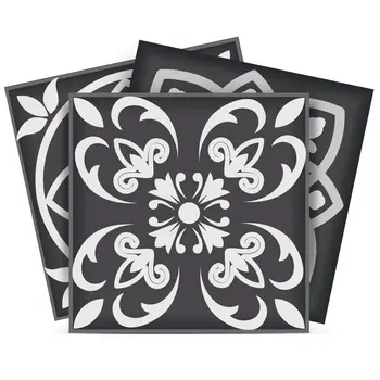 12" X 12" Shades of Black Mosaic Peel and Stick Removable Tiles
