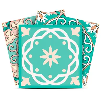 12" X 12"  Mint Green Aquamarine Mosaic Peel and Stick Removable Tiles