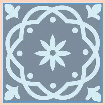 12" X 12" Baby Blue and Peach Mosaic Peel and Stick Removable Tiles