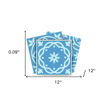 12" X 12" Ocean Blue Mosaic Peel and Stick Removable Tiles