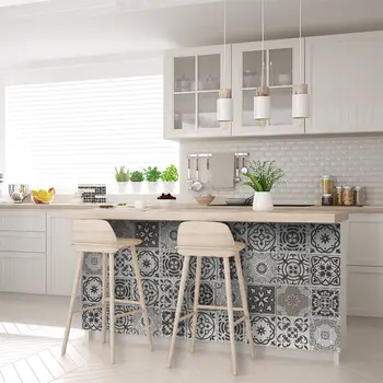 12" X 12" Wood Brown and White Mosaic Peel and Stick Removable Tiles