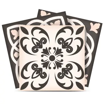 12" X 12" Charcoal and White Mosaic Peel and Stick Removable Tiles