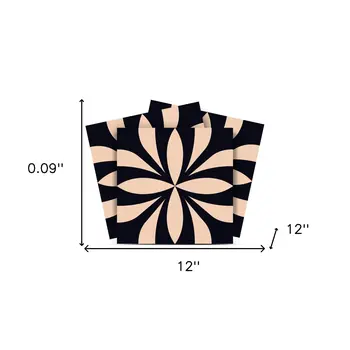12" X 12" Intertwined Black and Cream Peel and Stick Removable Tiles