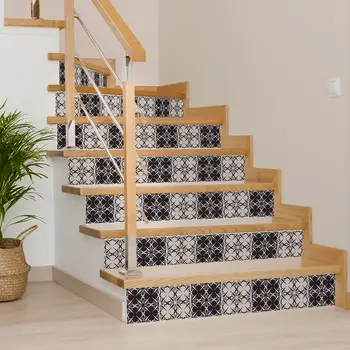 12" X 12" Gray and Black The Clover Peel and Stick Removable Tiles