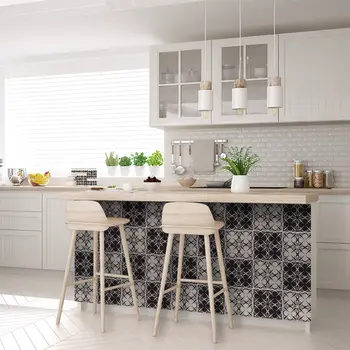 12" X 12" Gray and Black The Clover Peel and Stick Removable Tiles