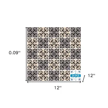 12" X 12" Light Grey and Cream Orchid Peel and Stick Removable Tiles