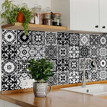 12" X 12" Black and White The Night Sky Mosaic Peel and Stick Removable Tiles