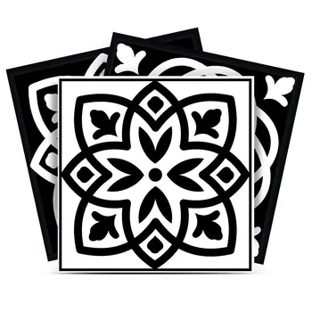 12" X 12" Black and White The Night Sky Mosaic Peel and Stick Removable Tiles